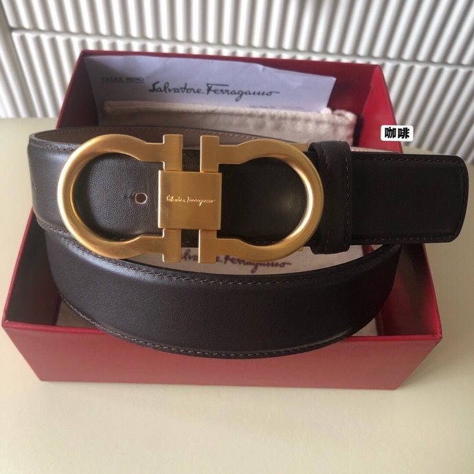 Ferragamo Men s 3.5cm leather belt with metal buckle