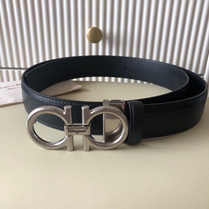 Ferragamo Men s 3.5cm exquisite vintage metal buckle cowhide belt