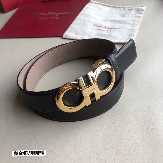 Ferragamo Men s 3.5cm Classic Double Buckle Leather Bottom Belt