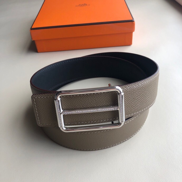 Hermes Stainless steel buckle leather men s 3.8cm belt