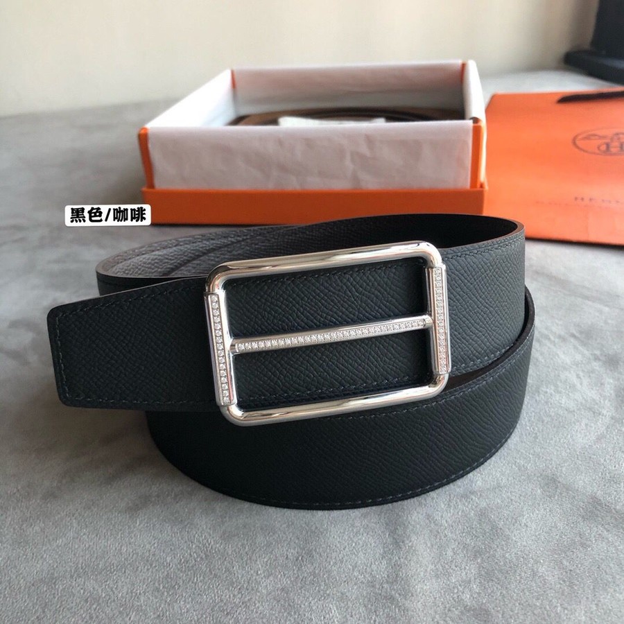Hermes 38mm Reversible leather belt stainless steel metal buckle belt