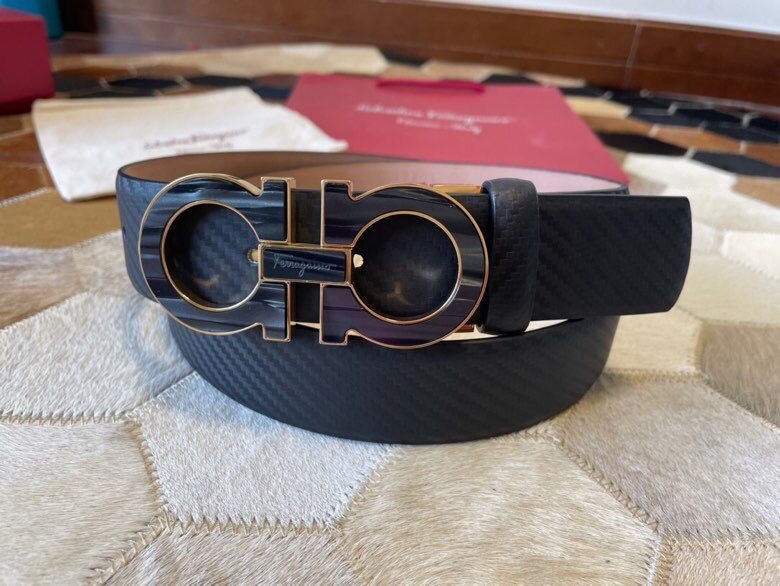 Ferragamo Men s 3.5cm Stainless Steel Gancini Metal Buckle Leather Bottom Belt