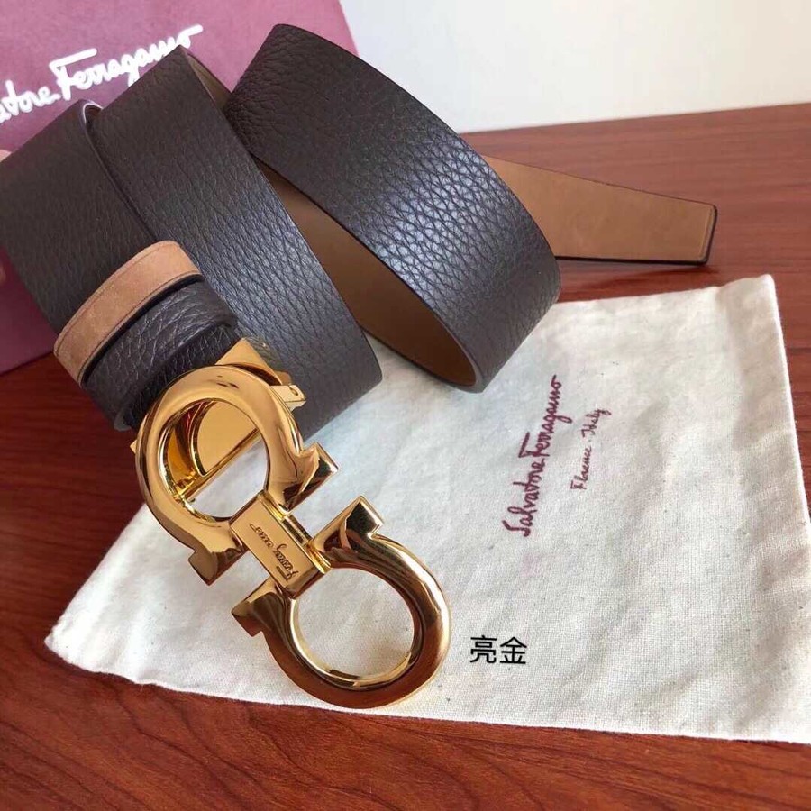 Ferragamo Men s 3.5cm Metal Buckle Leather Belt Suede