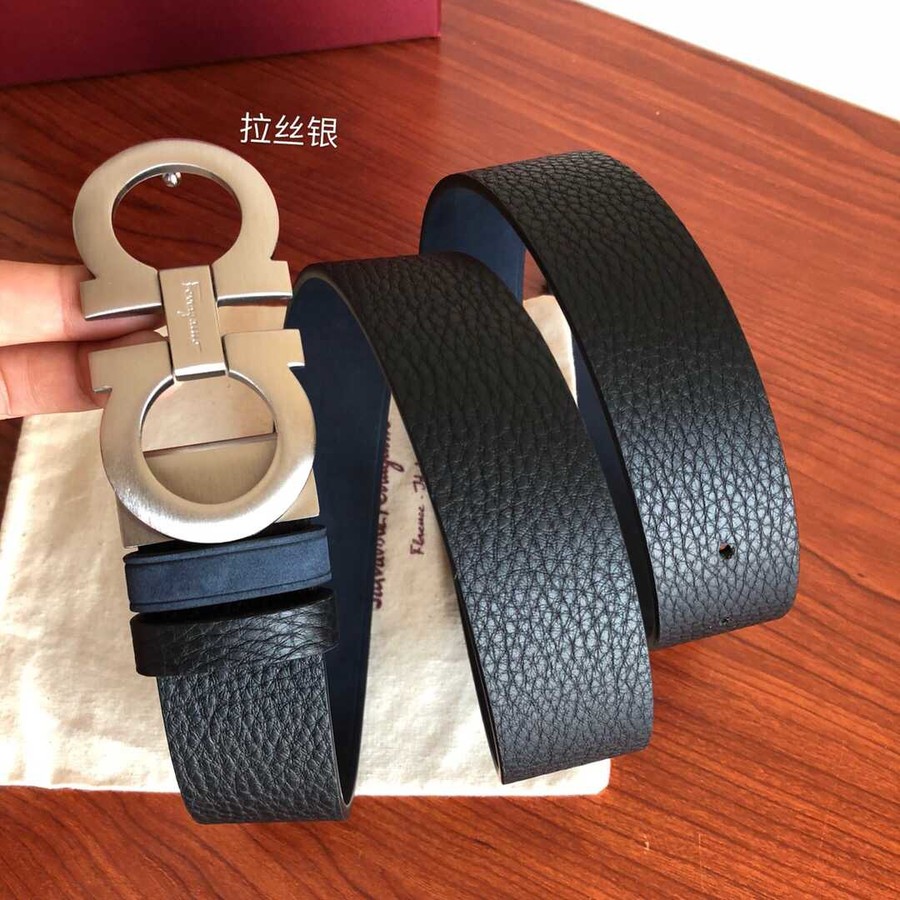 Ferragamo Men s 3.5cm Metal Buckle Leather Belt Suede