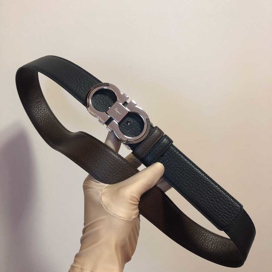 Ferragamo 3.5cm Gancio Metal Buckle Cowhide Reversible Belt