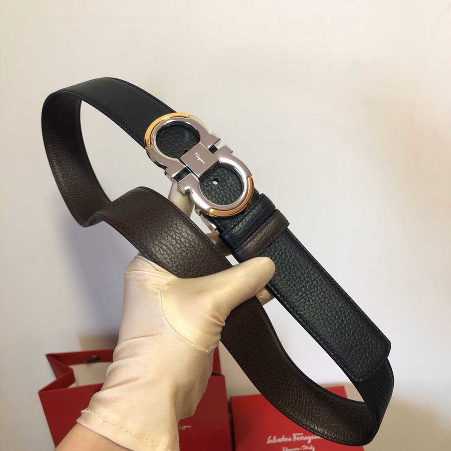 Ferragamo 3.5cm Gancio Metal Buckle Cowhide Reversible Belt