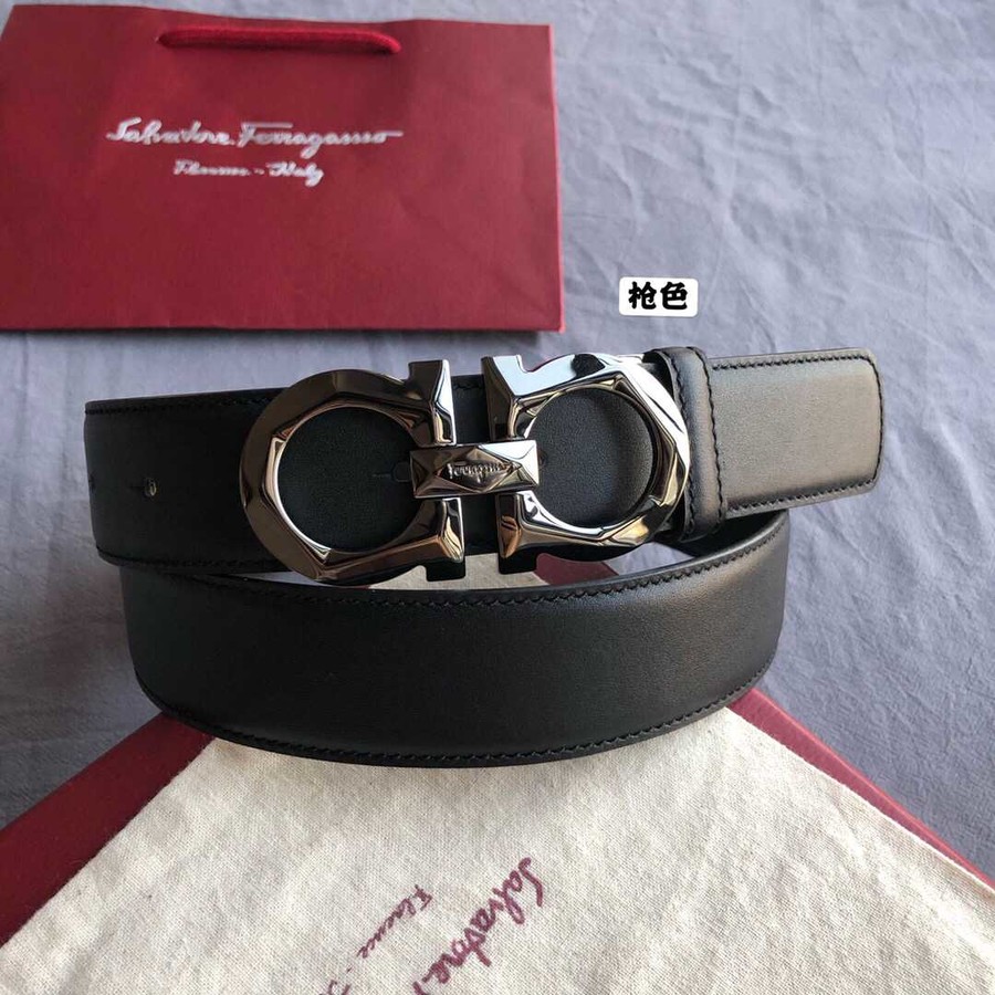 Ferragamo 3.5cm Gancio metal buckle with cowhide crocodile pattern belt