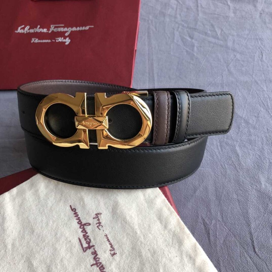 Ferragamo 3.5cm Gancio metal buckle with cowhide crocodile pattern belt