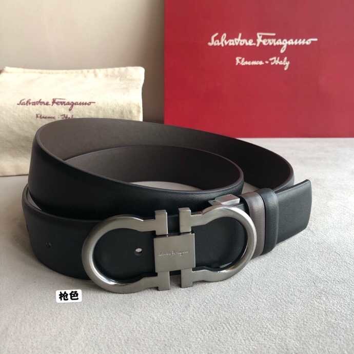 Ferragamo Men s 3.5cm Nappa Leather Belt with Exquisite Metal Buckle