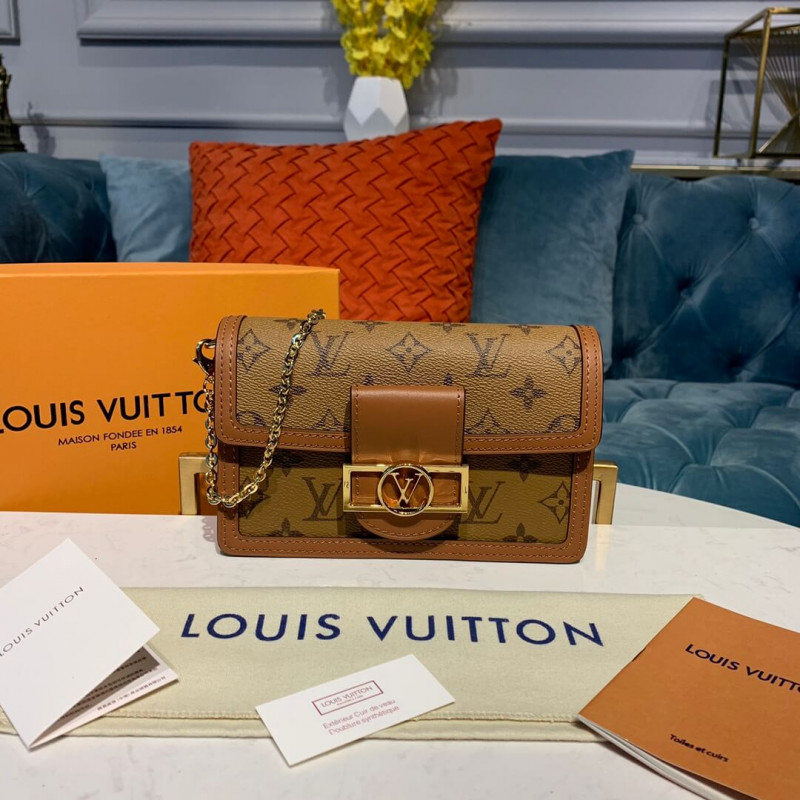 Louis Vuitton Monogram Reverse Canvas Dauphine Chain Wallet M68746