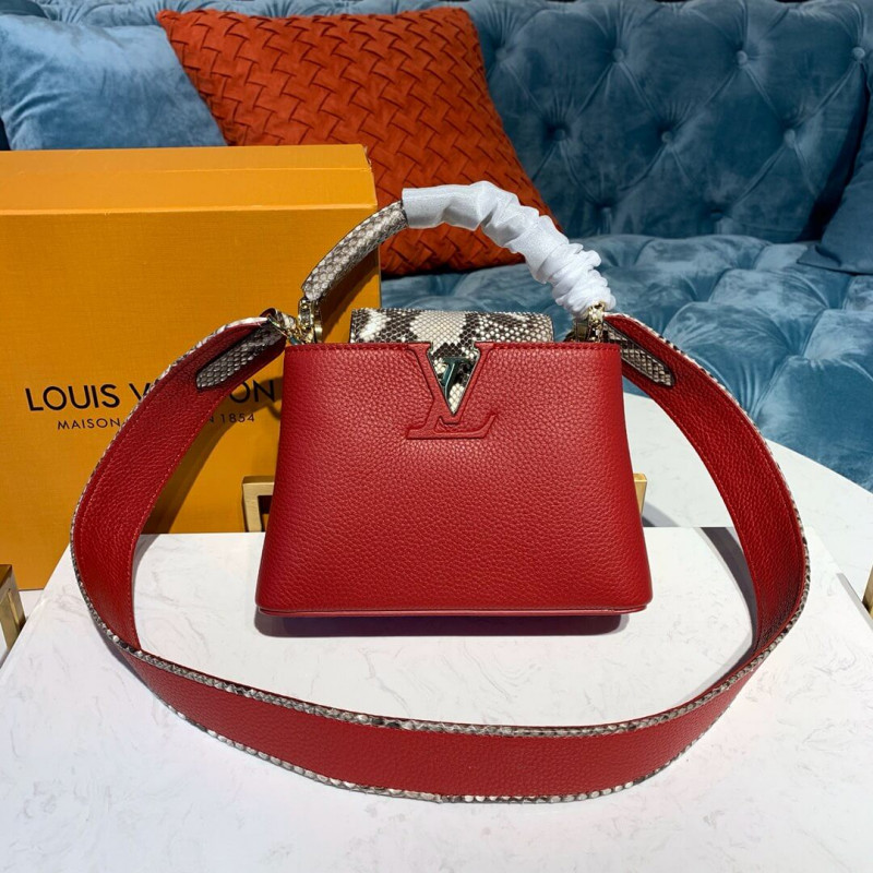 Louis Vuitton Taurillon And Python Leather Capucines Mini N97075