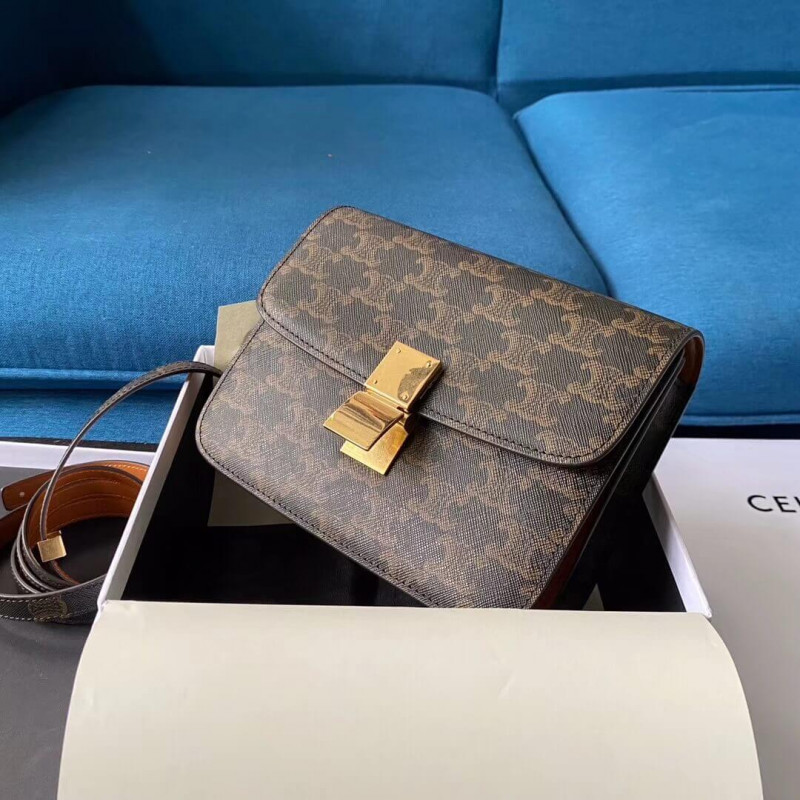 Celine Small Classic Bag In Triomphe Canvas 189183