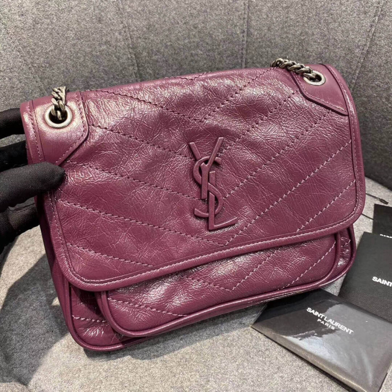 YSL Saint Laurent Niki Baby In Crinkled Vintage Leather 533037