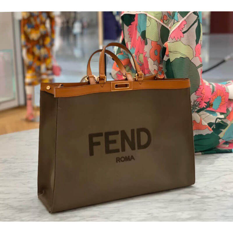 Fendi Peekaboo X Tote in Green Canvas 8BH374