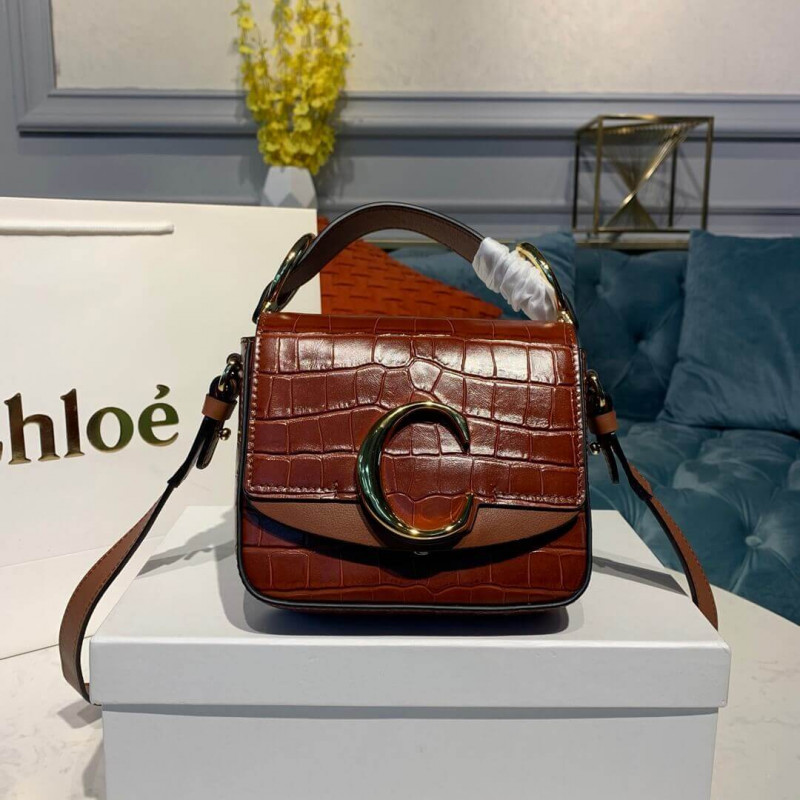 Chloe C Mini Bag In Embossed Croco A873