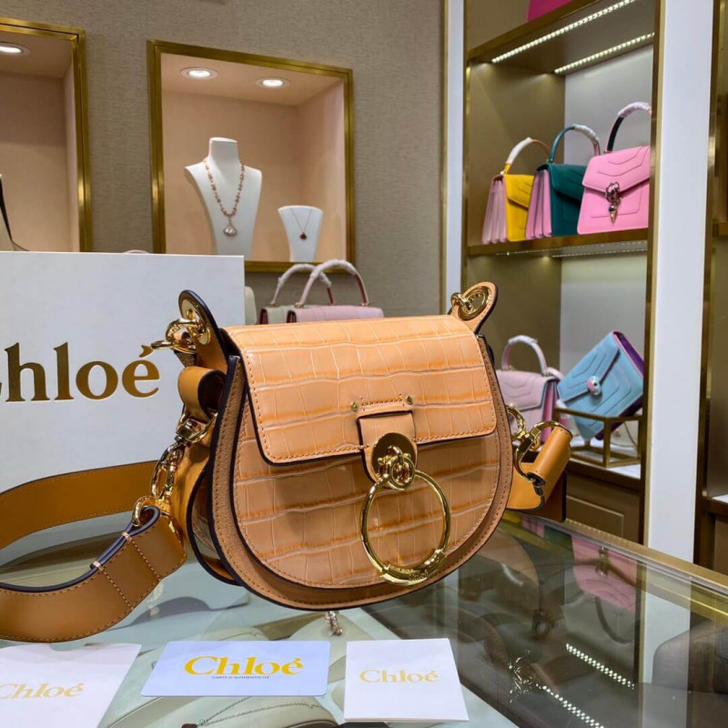 Chloe Small Tess Bag In Embossed Croco A876