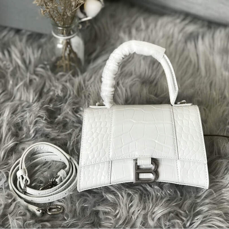 Balenciaga Hourglass XS Croc-Effect Leather Tote