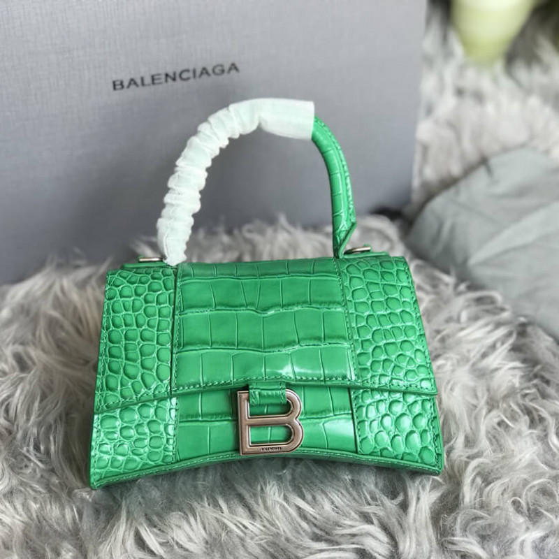 Balenciaga Hourglass XS Croc-Effect Leather Tote