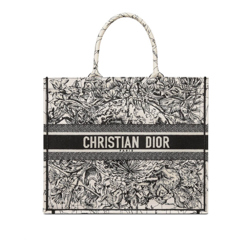 Dior Book Tote in Latte Multicolor Zodiac Embroidery M1286