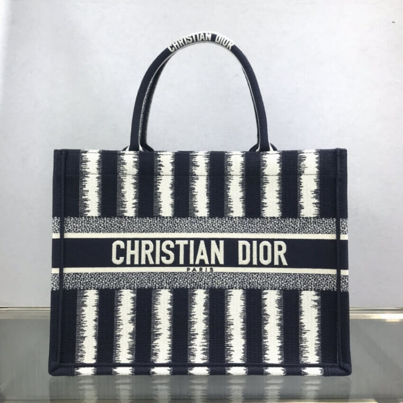 Dior Small Book Tote D-Stripes Embroidery M1296