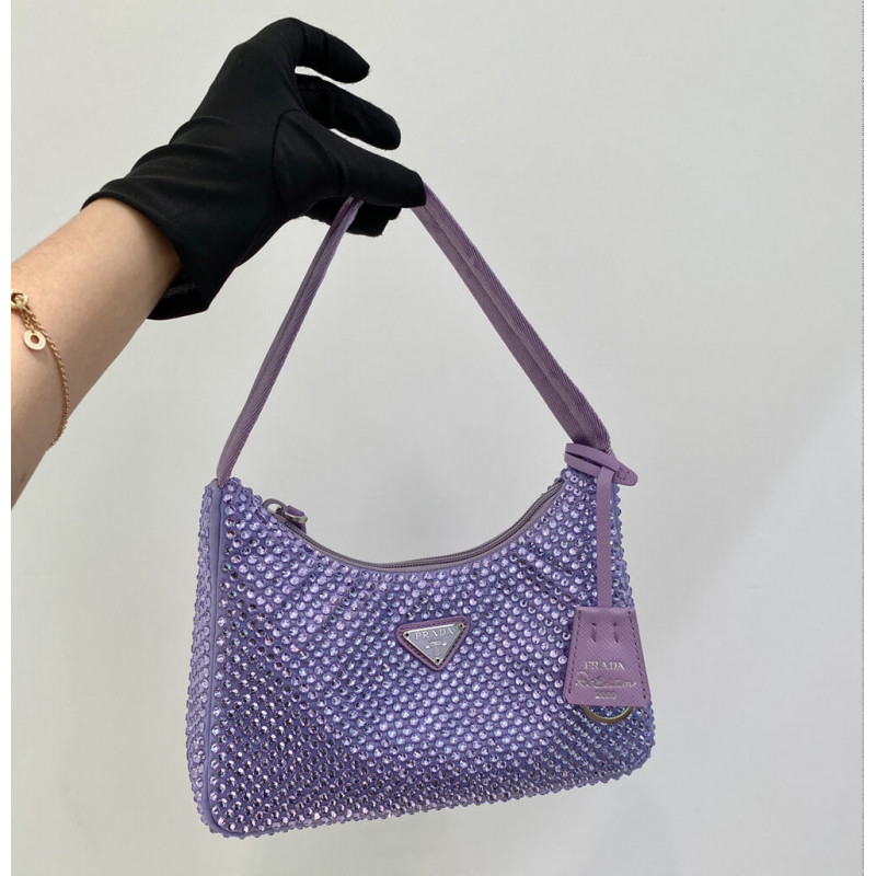 Prada Satin Mini-Bag With Artificial Crystals 1NE515