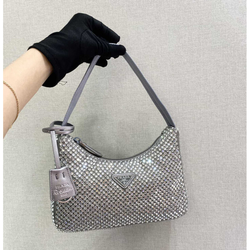 Prada Satin Mini-Bag With Artificial Crystals 1NE515