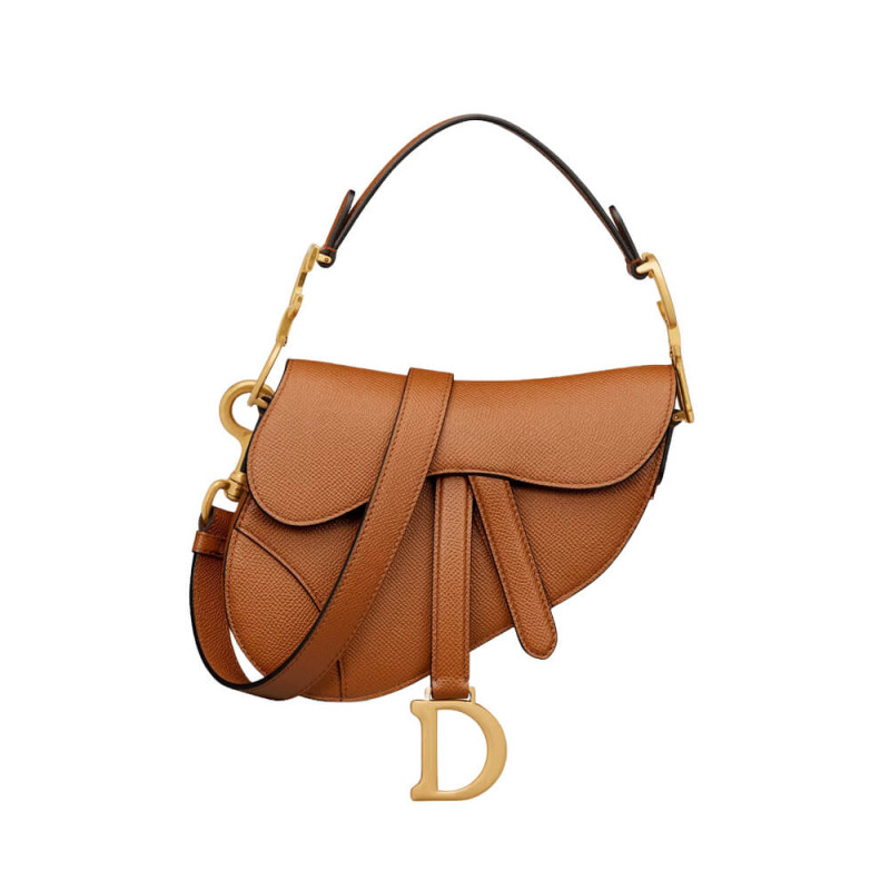 Dior Mini Saddle Bag with Strap Grained Calfskin M0456