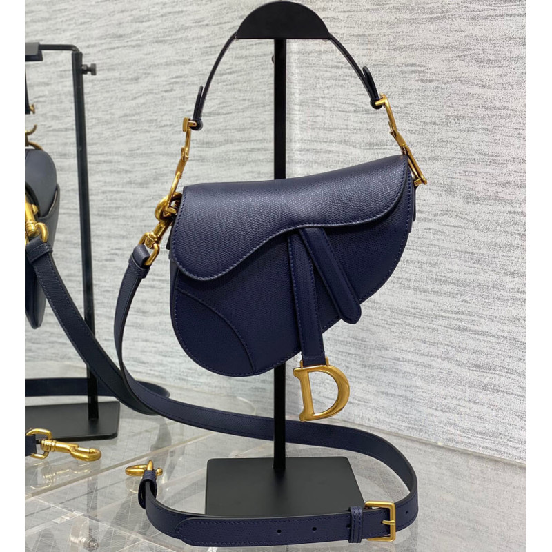 Dior Mini Saddle Bag with Strap Grained Calfskin M0456