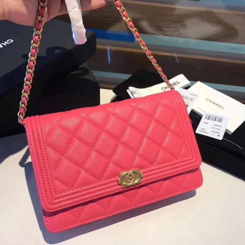 Chanel Quilted Caviar Leboy Woc Chain Bag 80287