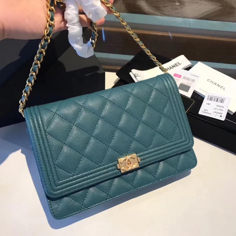 Chanel Quilted Caviar Leboy Woc Chain Bag 80287