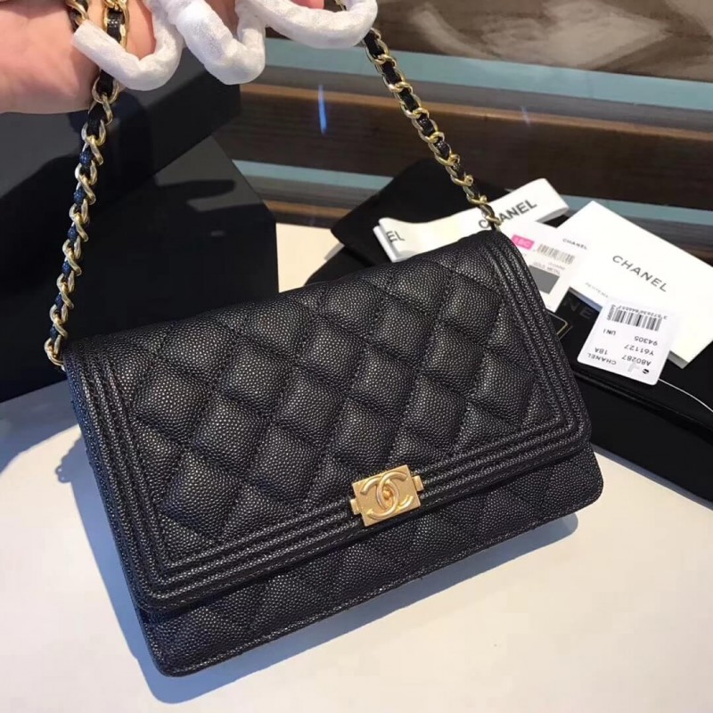 Chanel Quilted Caviar Leboy Woc Chain Bag 80287