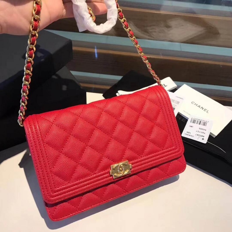 Chanel Quilted Caviar Leboy Woc Chain Bag 80287