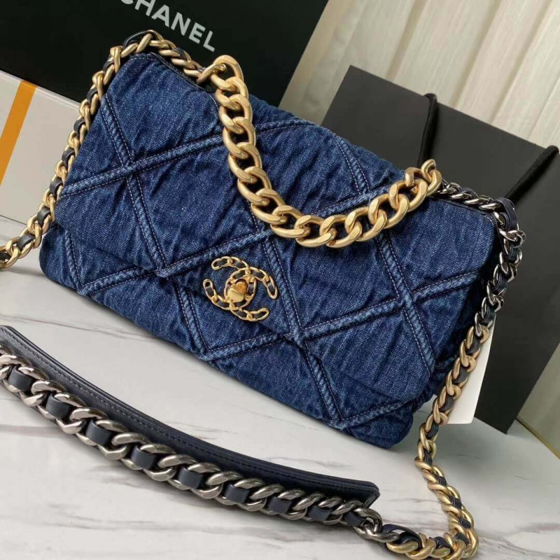 Chanel 19 Large Flap Bag AS1161 Denim