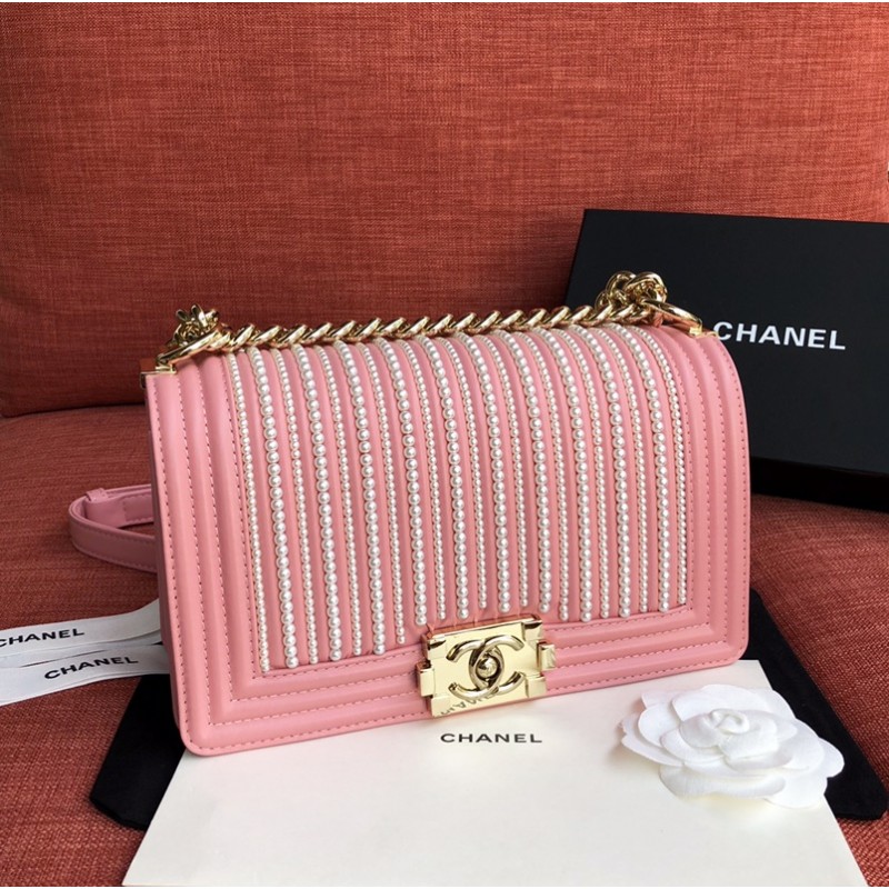 Chanel Imitation Pearls Boy Chanel Handbag A67086