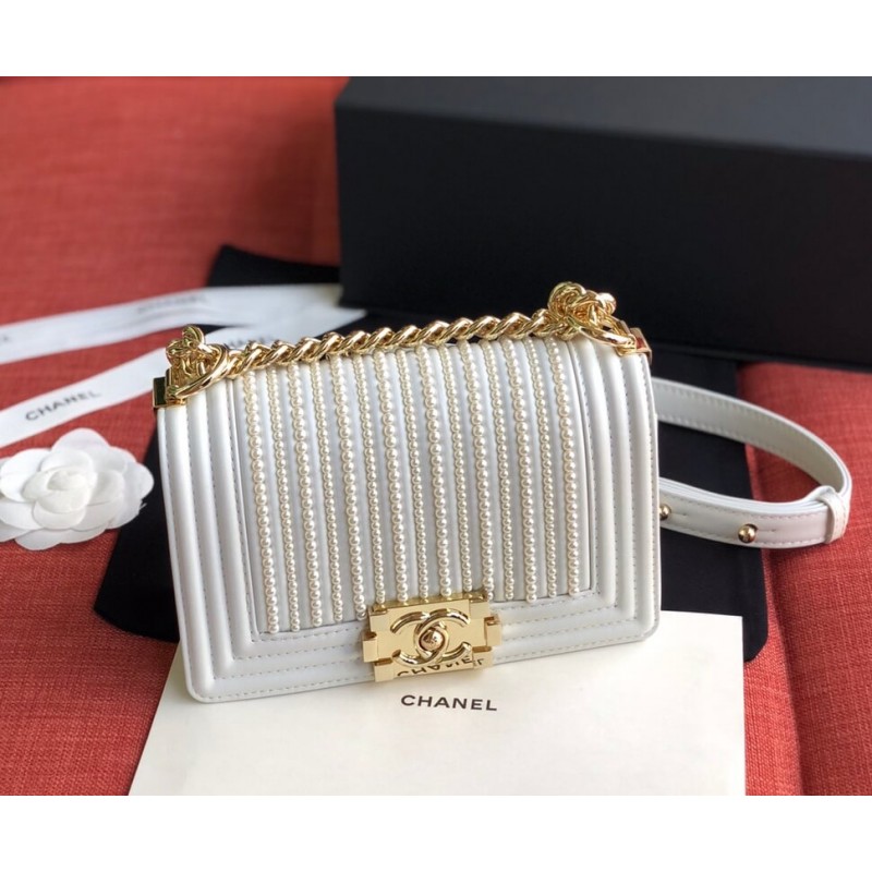 Chanel Imitation Pearls Small Boy Chanel Handbag A67085