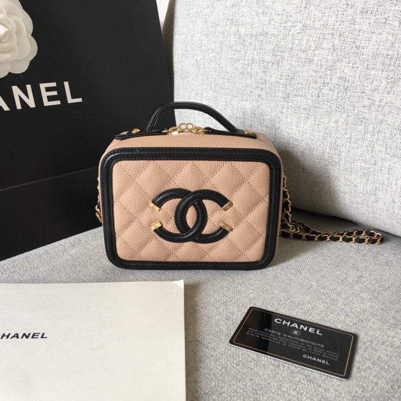 Chanel Quilted Caviar Small Vanity Case A93342