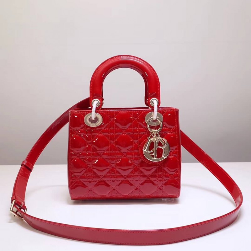 Christian Dior Patent Calfskin Small Lady Dior Bag M0531