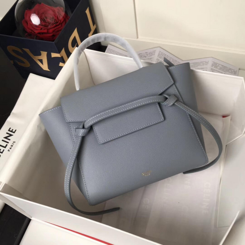 Celine Micro Belt Bag In Grained Calfskin 189153 Light Blue