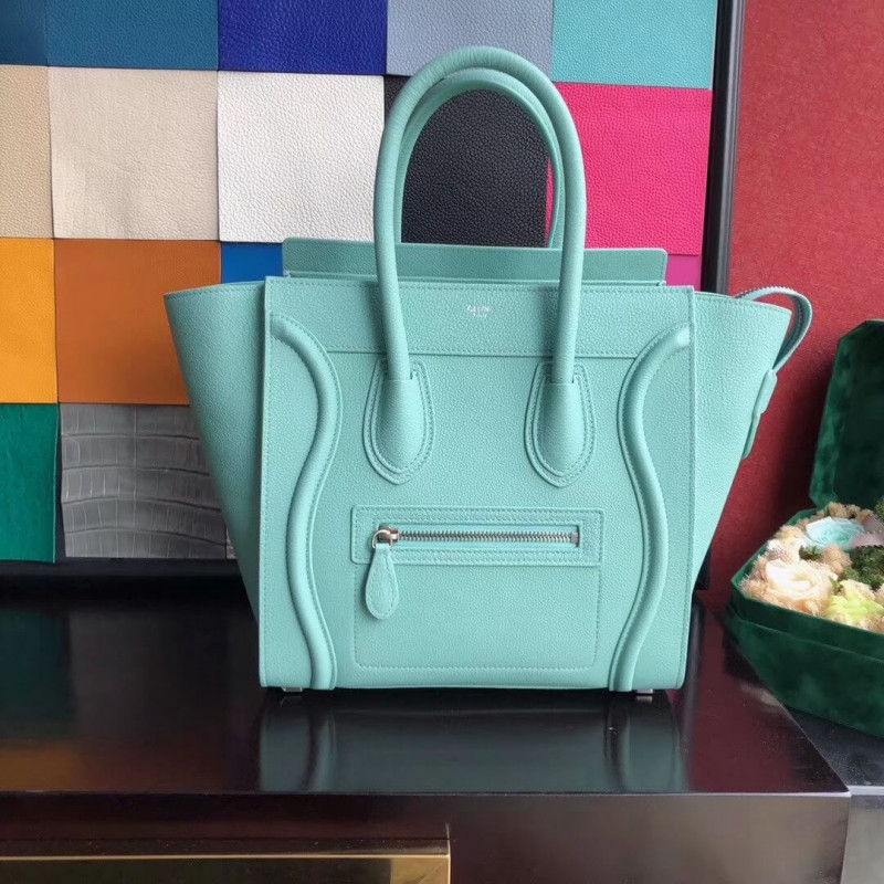 Celine Micro Luggage Handbag In Drummed Calfskin 189793