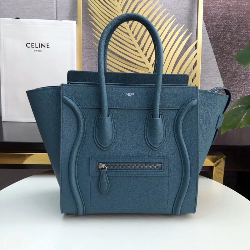 Celine Micro Luggage Handbag In Drummed Calfskin 189793