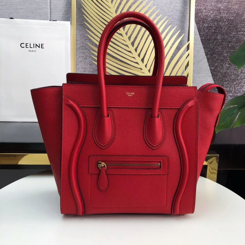 Celine Micro Luggage Handbag In Drummed Calfskin 189793