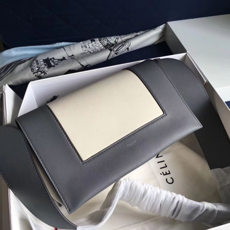 Celine Frame Medium Shoulder Bag 180263 Grey/White