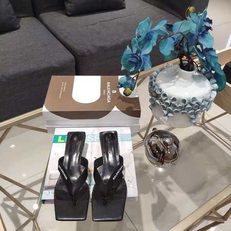 Balenciaga High-heeled flip flop sandals in cowhide