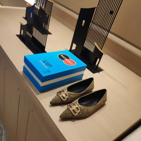 Balenciaga Metallic knifd series BB buckle women s shoes