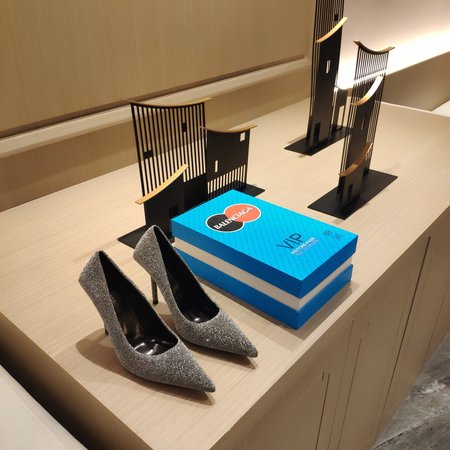 Balenciaga Metallic knifd series BB buckle women s shoes