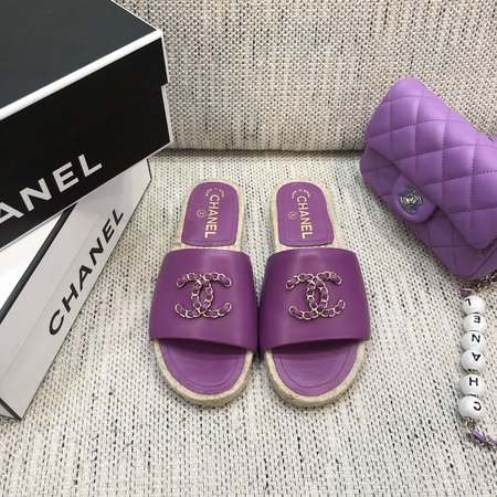 Chanel Espadrilles slippers with CC buckle