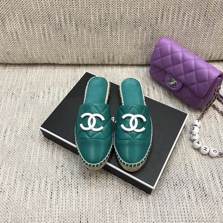 Chanel Espadrilles slippers with CC buckle