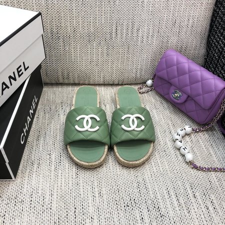 Chanel Espadrilles slippers with CC buckle