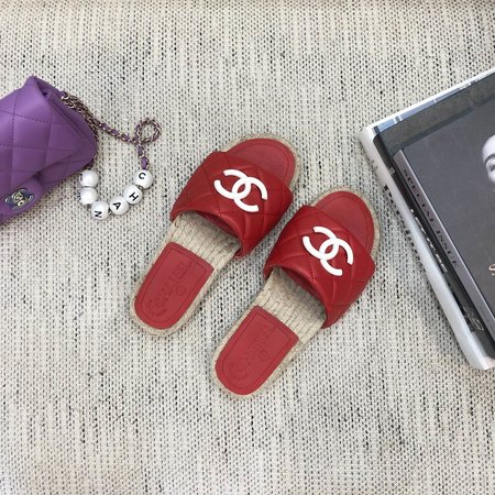 Chanel Espadrilles slippers with CC buckle