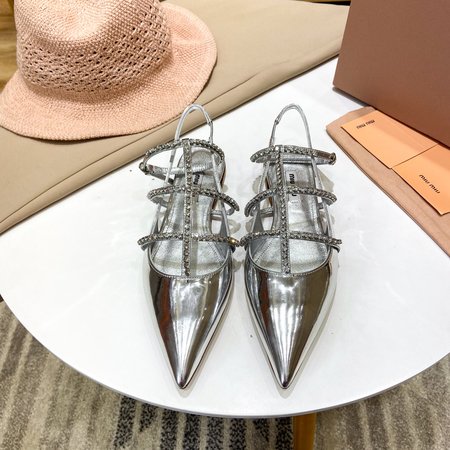 Miu Miu Three strap full diamond girl shoes